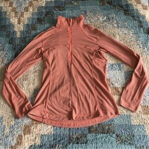 Columbia Striped Orange Gray Quarter Zip Pullover Small S